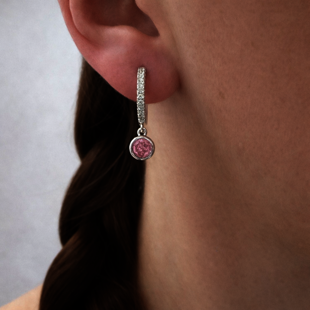 Stříbrné náušnice kroužky růžové